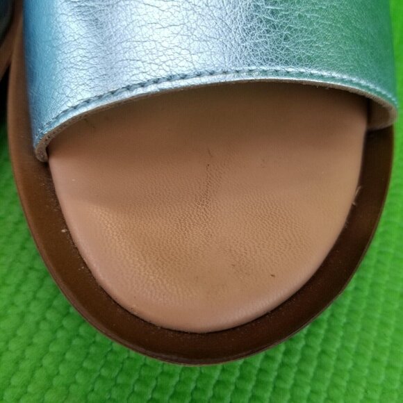 ✅Italian Shoemakers Blue Wedge Sandals Casual Slides Women's 8.5M Made in Italy - Picture 13 of 16